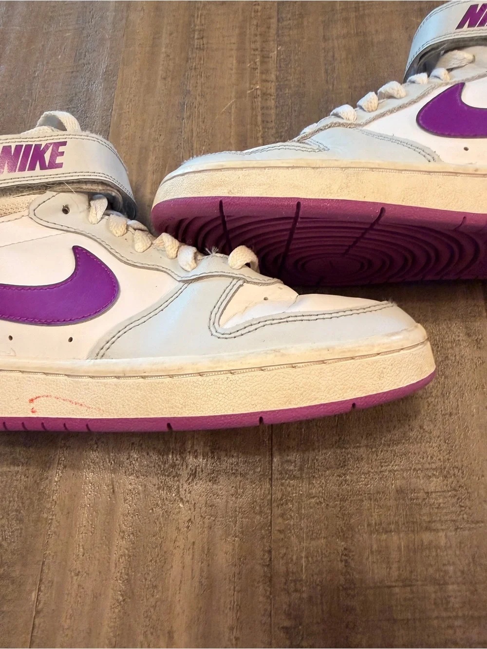 Nike Court Borough Mid 2 GS Pure Platinum Vivid Purple Girl's SZ 4.5Y CD7782-009